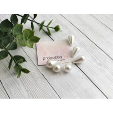 Бусины "Жемчуг капля, 1,6*1*1 см, цвет белый